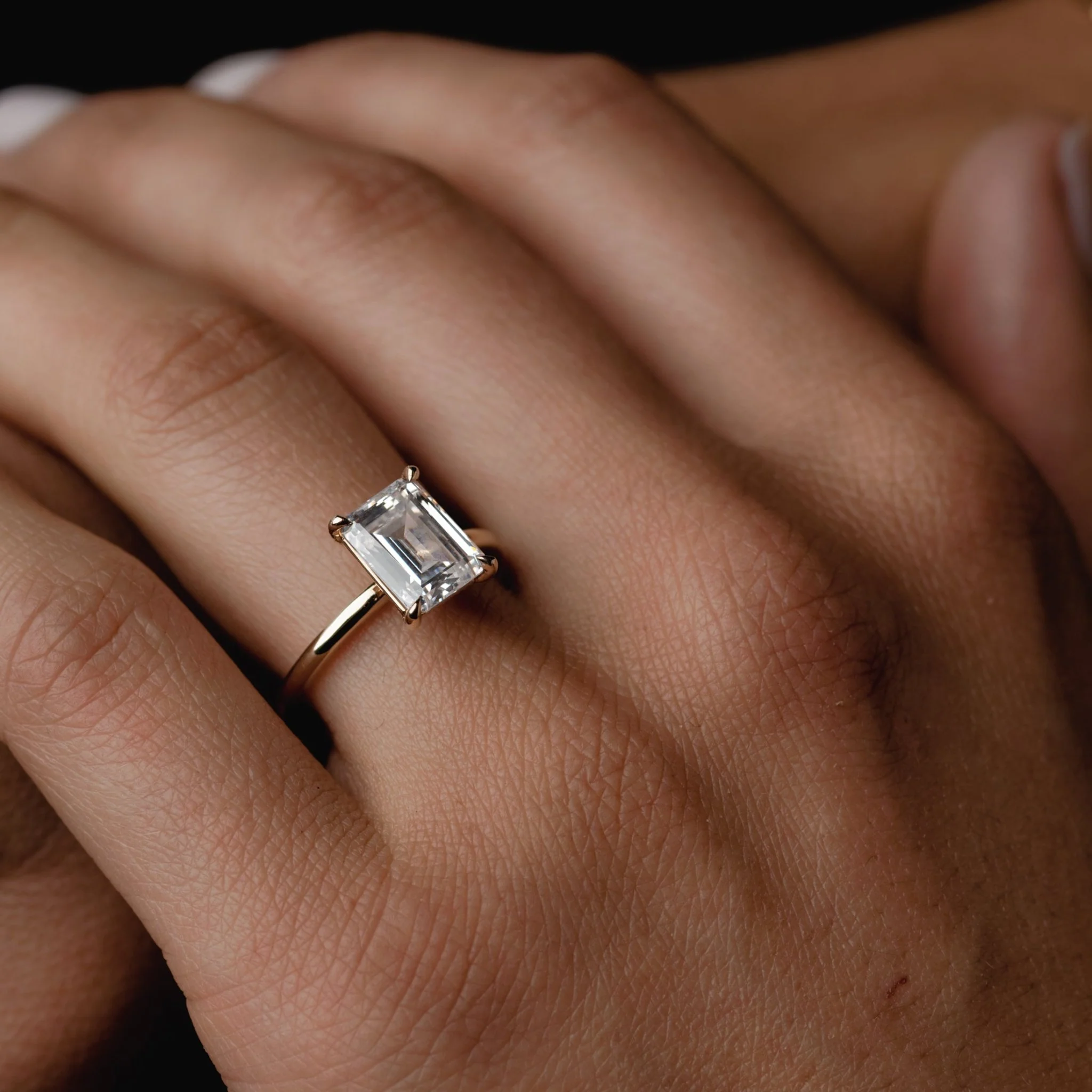 Solitaire of Lab Grown Emerald Diamond - Image 5